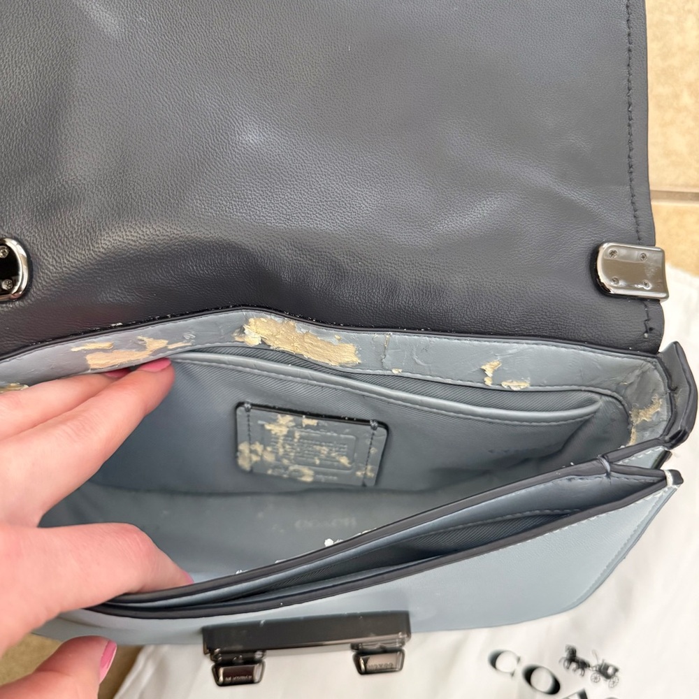 COACH Floral Embellished Blue Shoulder/ Crossbody purse - Picture 13 of 14